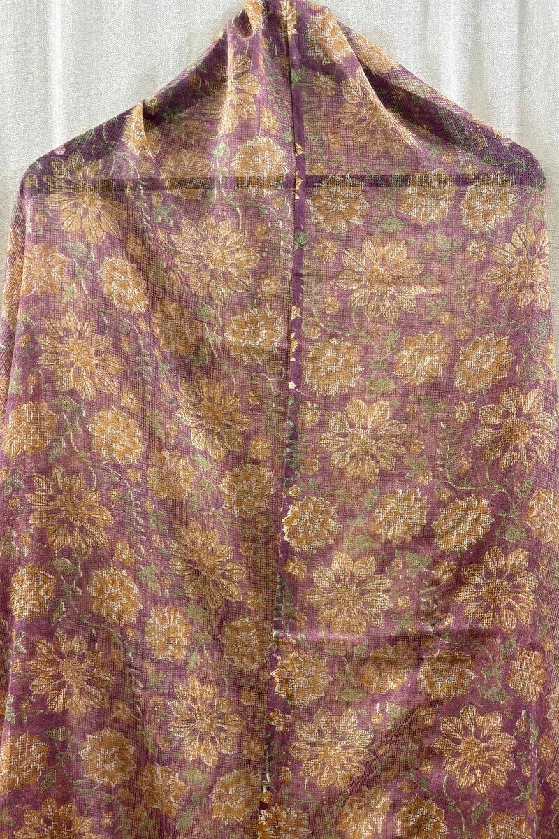 Purple Hand Block-Printed Dupatta