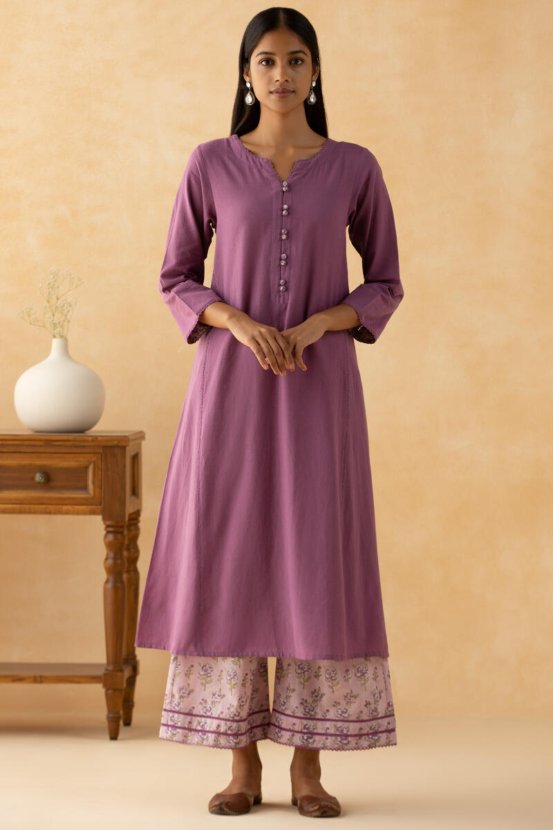 Gulbarg Purple Handloom Kurta