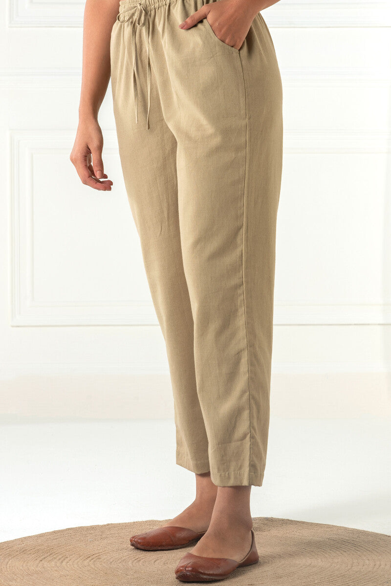 Roza Siya Khaki Cotton Pants