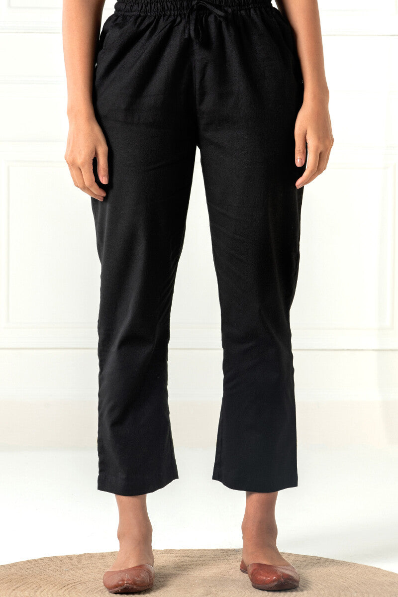 Roza Siya Black Cotton Pants