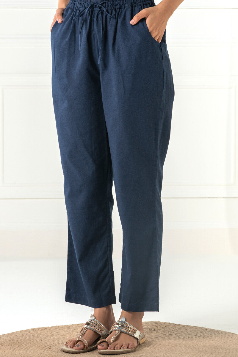Roza Siya Blue Cotton Pants