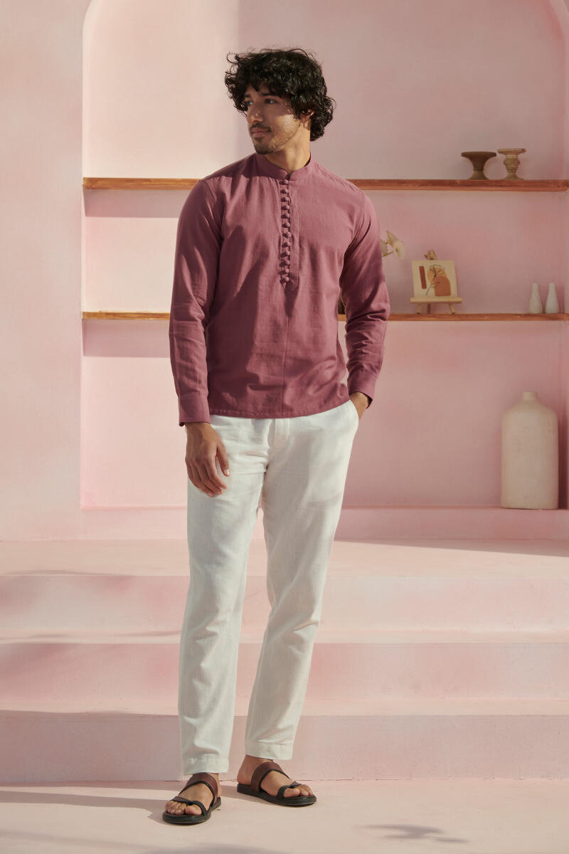 Zaid Purple Handloom Shirt