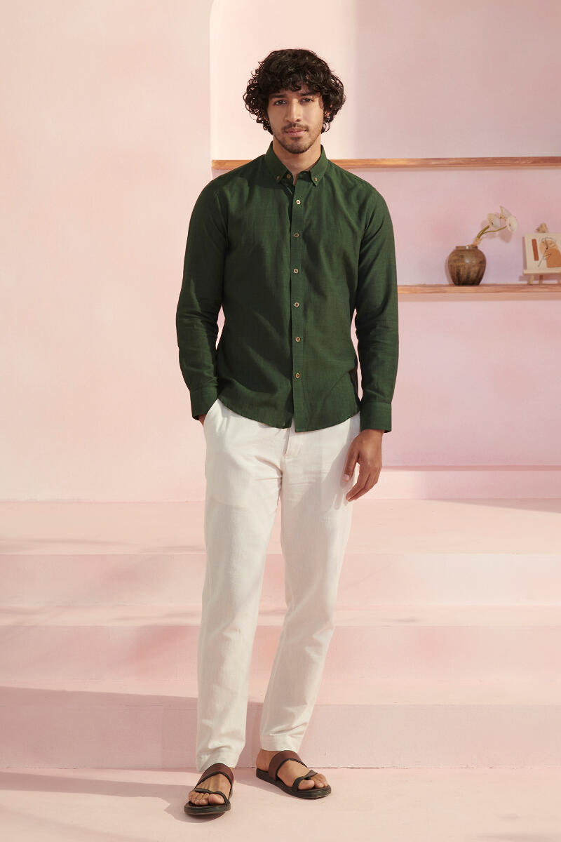Zaid Green Handloom Shirt
