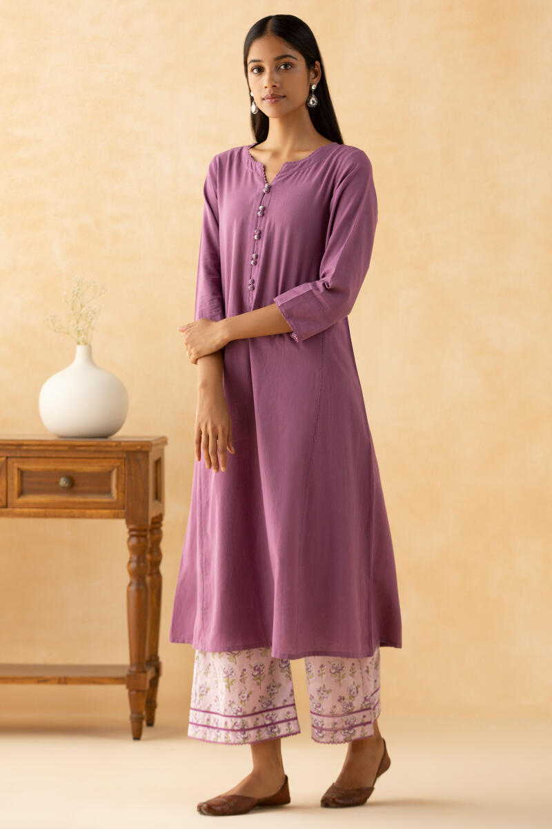 Gulbarg Purple Handloom Kurta