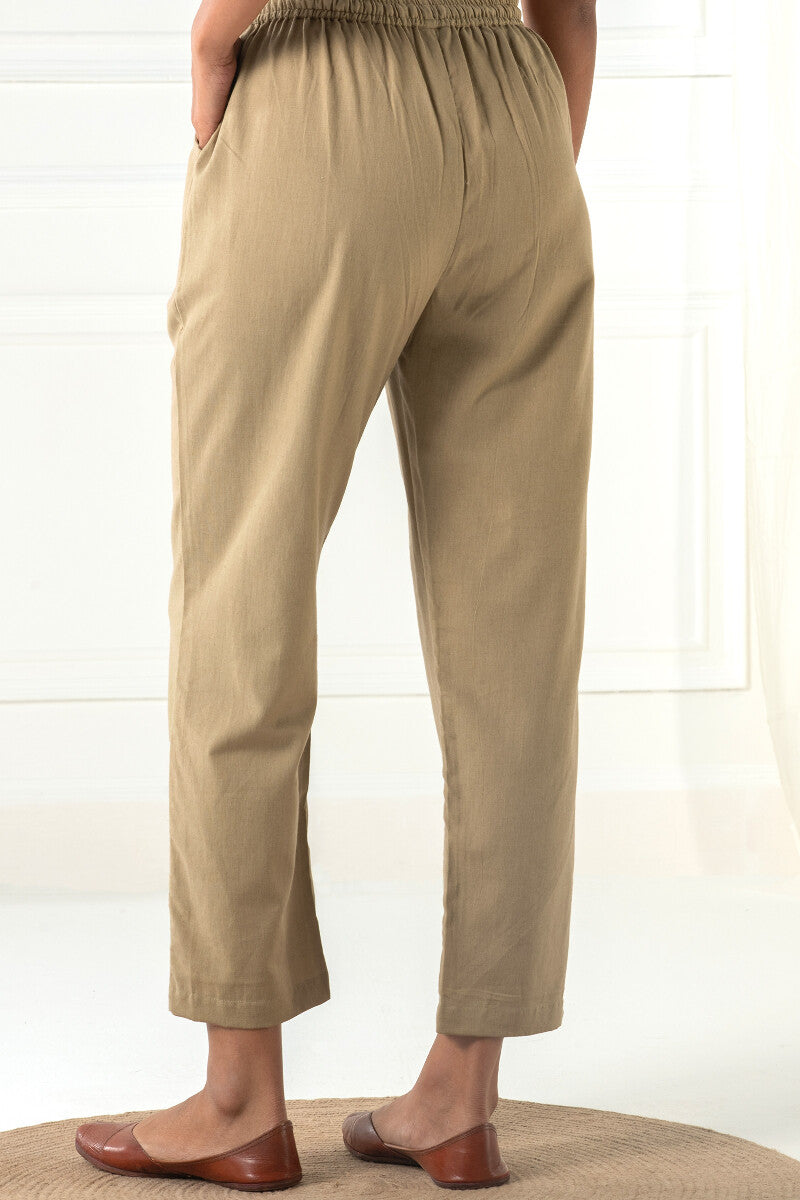 Roza Siya Khaki Cotton Pants