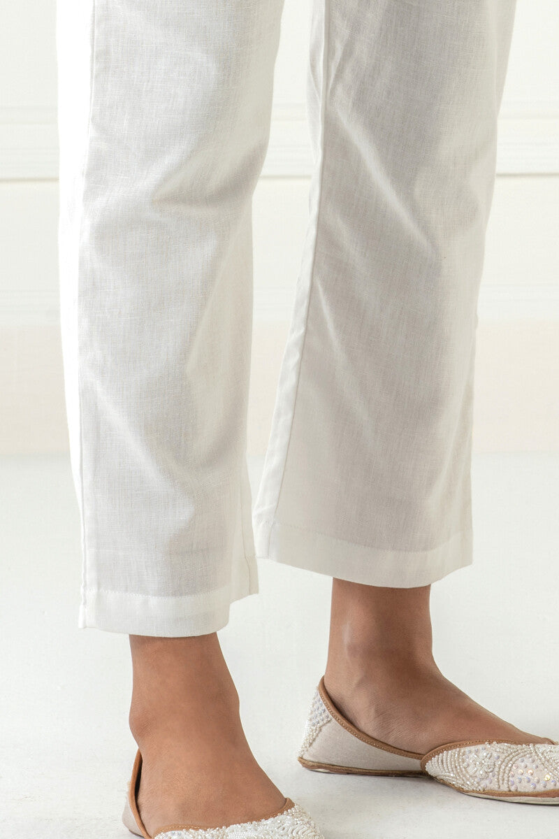 Roza Siya White Cotton Pants