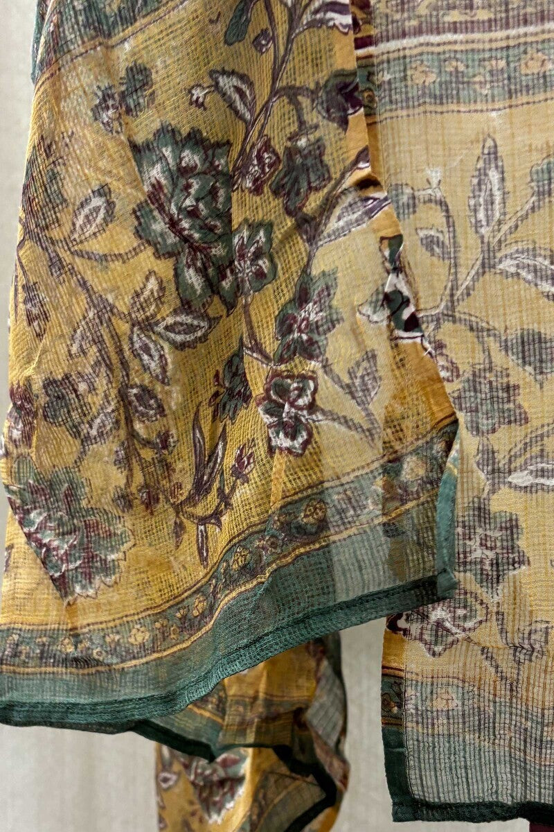 Green Hand Block-Printed Dupatta