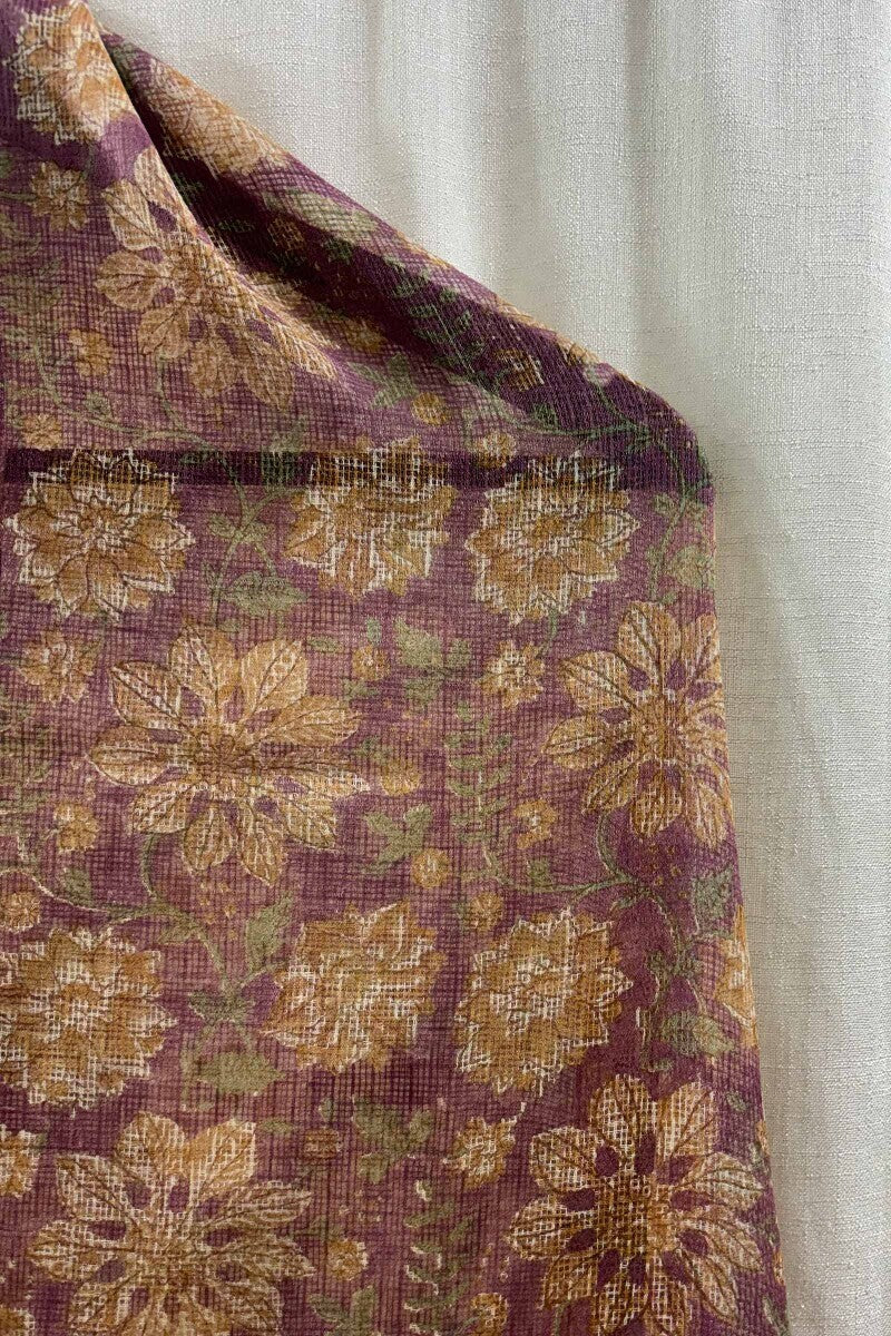 Purple Hand Block-Printed Dupatta