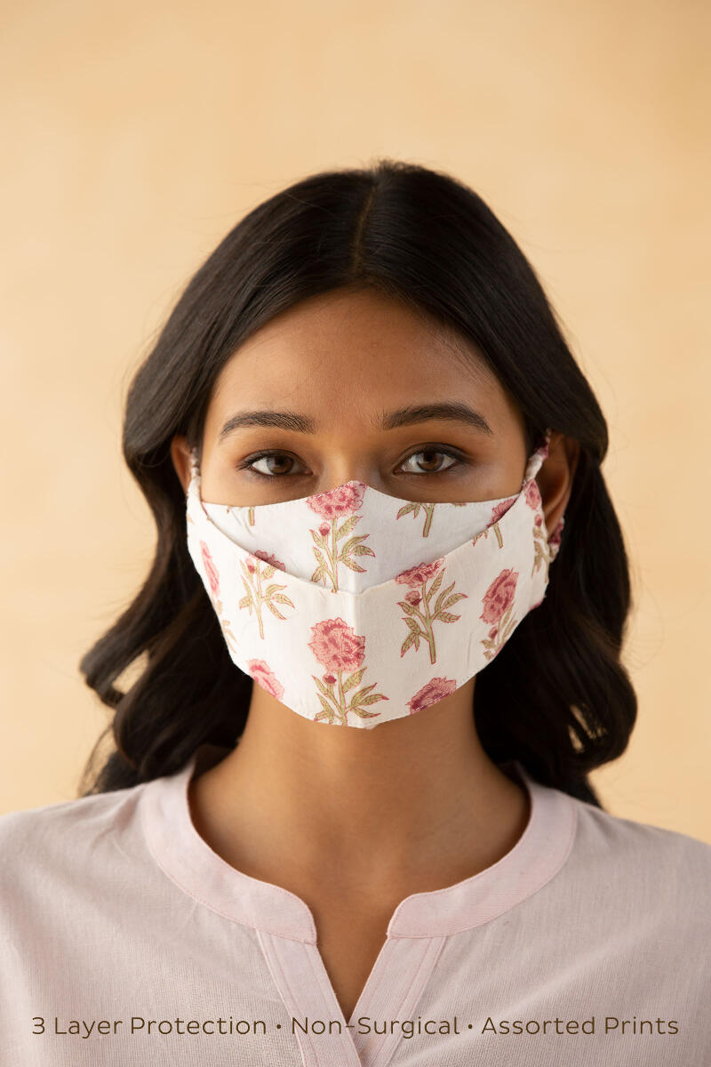 Pack of 5: Block-Printed Face Maskshello123