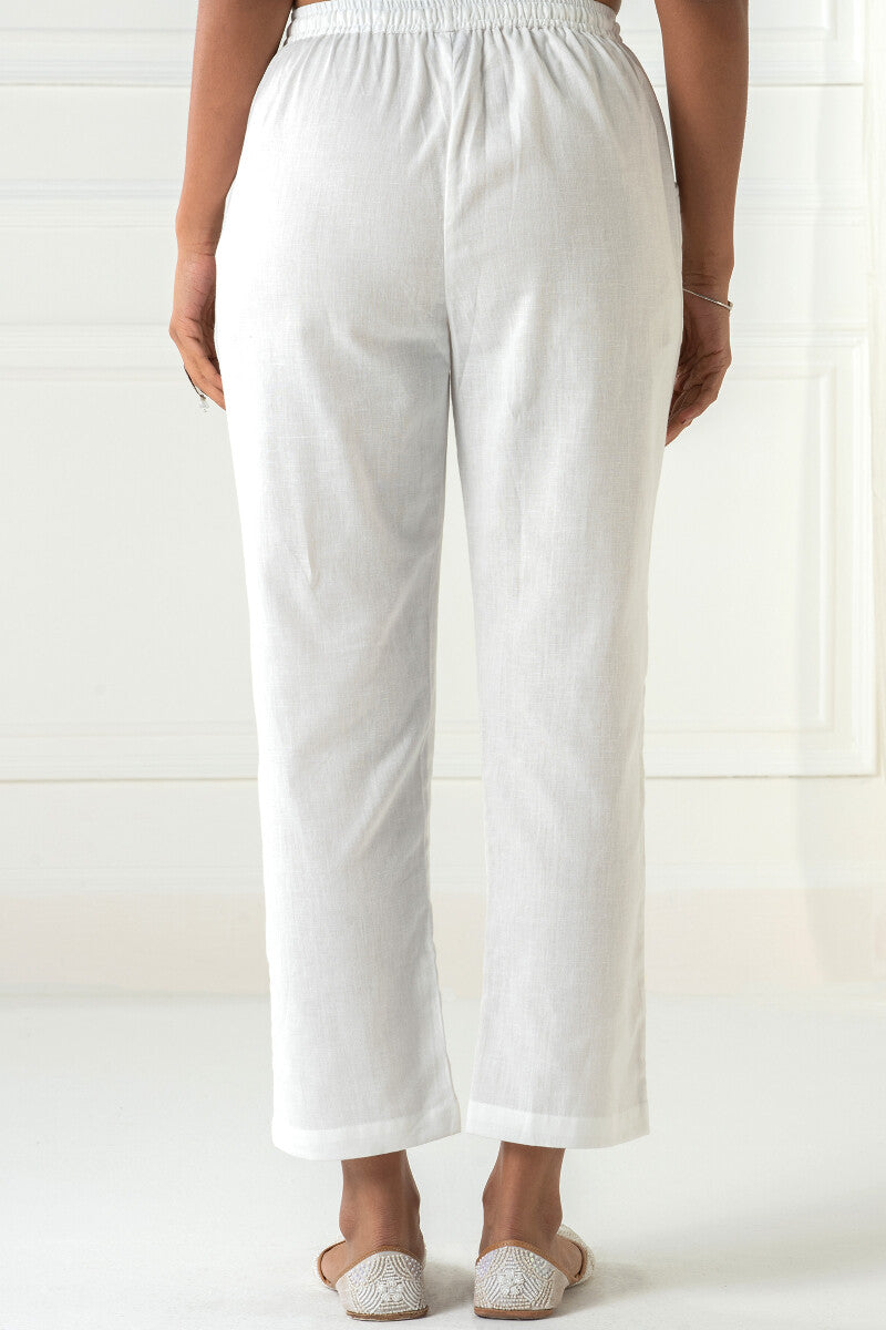 Roza Siya White Cotton Pants