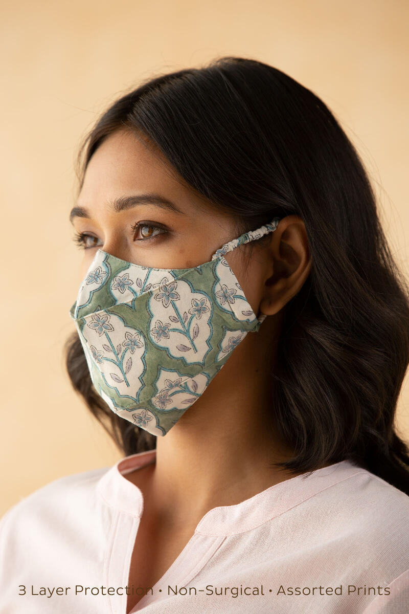 Pack of 5: Block-Printed Face Masks