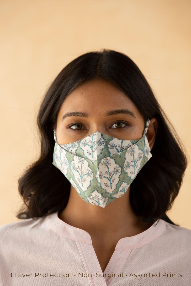 Pack of 5: Block-Printed Face Masks