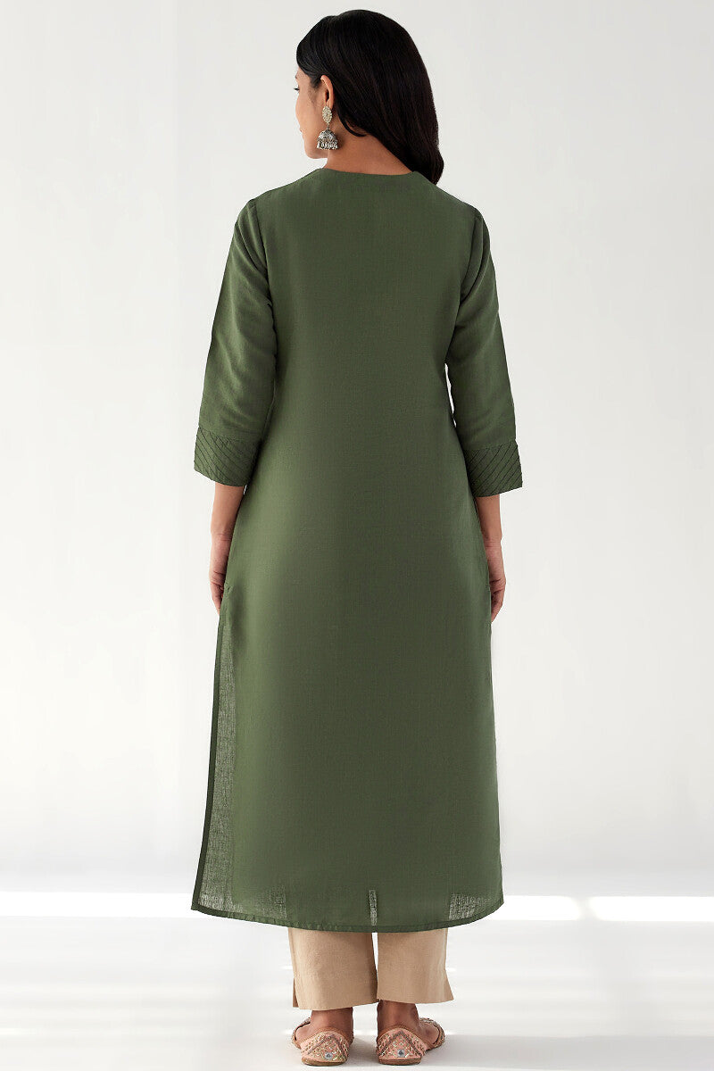 Naadirah Zoya Green Cotton Linen Kurta