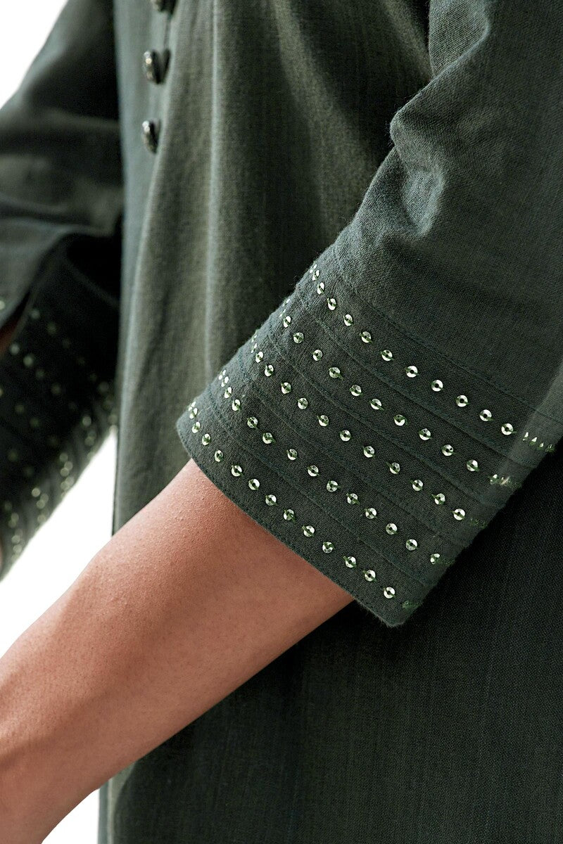 Nasrine Rehmat Forest Green Handloom Kurta