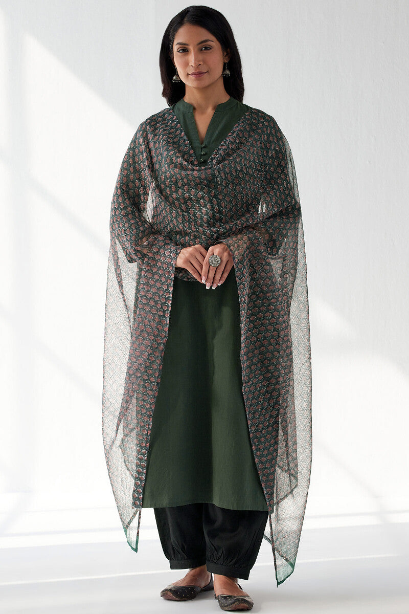 Nasrine Rehmat Forest Green Handloom Kurta
