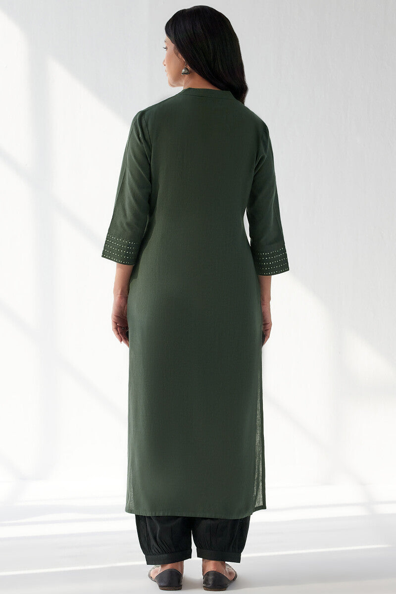 Nasrine Rehmat Forest Green Handloom Kurta