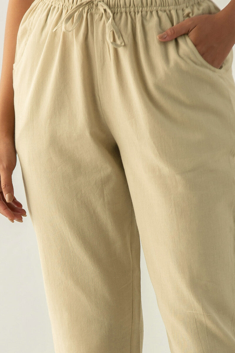 Kashida Maya Beige Handloom Narrow Pants