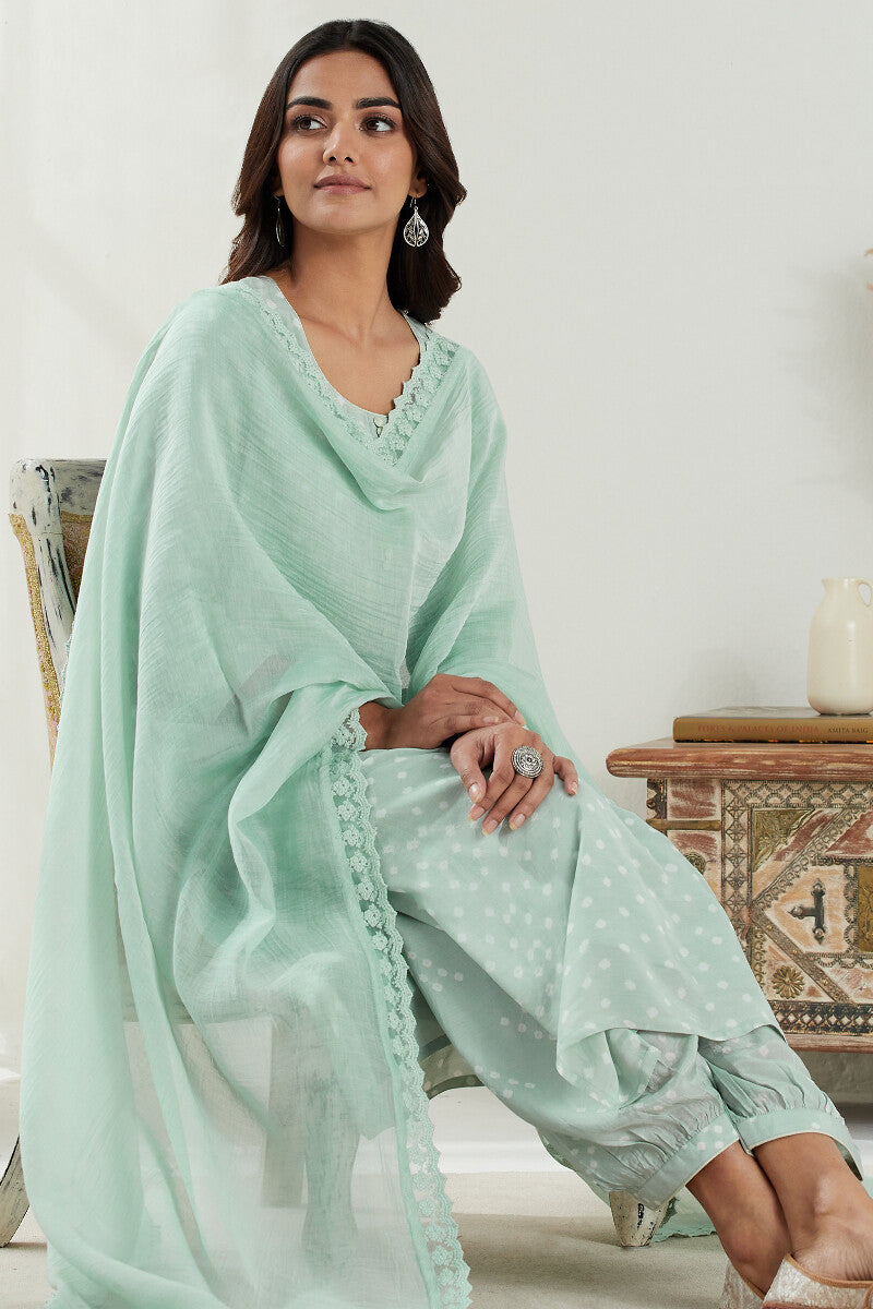 Gauhar Afroza Green Bandhej Kurta