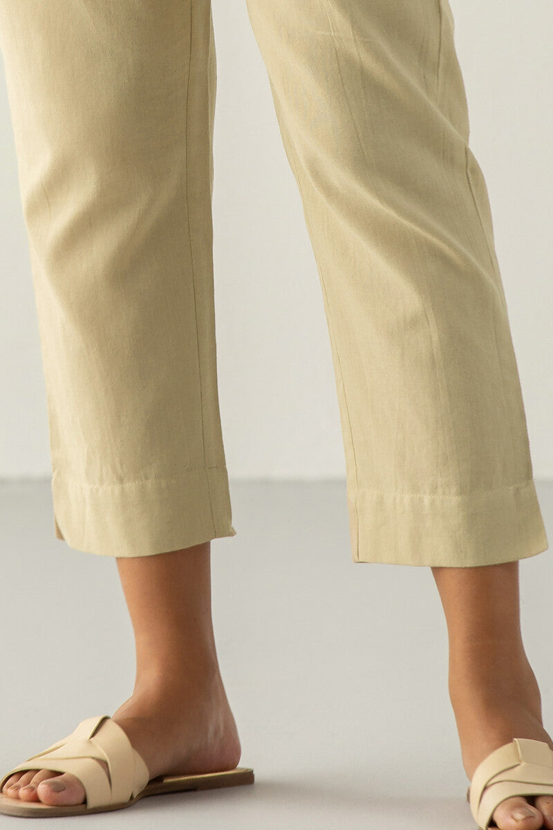 Kashida Maya Beige Handloom Narrow Pants