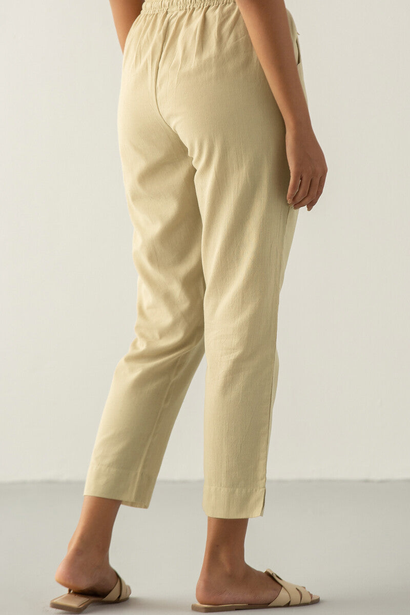 Kashida Maya Beige Handloom Narrow Pants