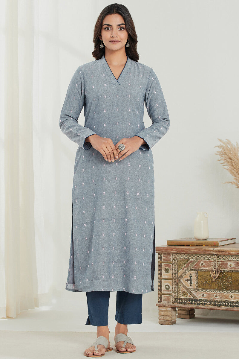 Naadirah Layla Blue Handloom Kurta