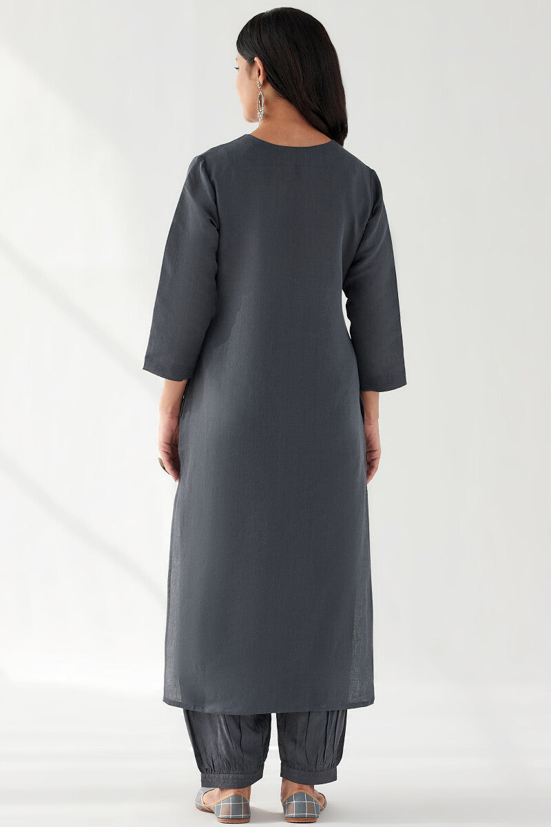 Naadirah Zoya Sage Blue Cotton Linen Kurta