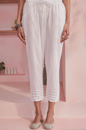 Raahat White Cotton Narrow Pants