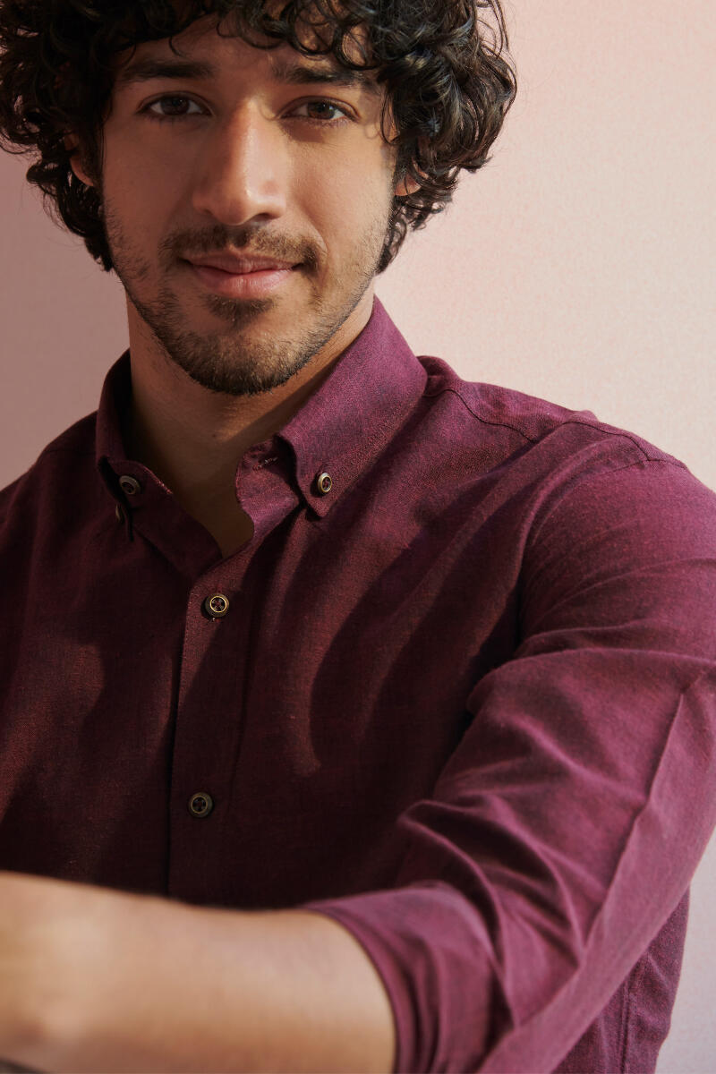 Zaid Wine Handloom Shirt