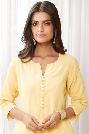 Gauhar Nadia Yellow Handloom Kurta
