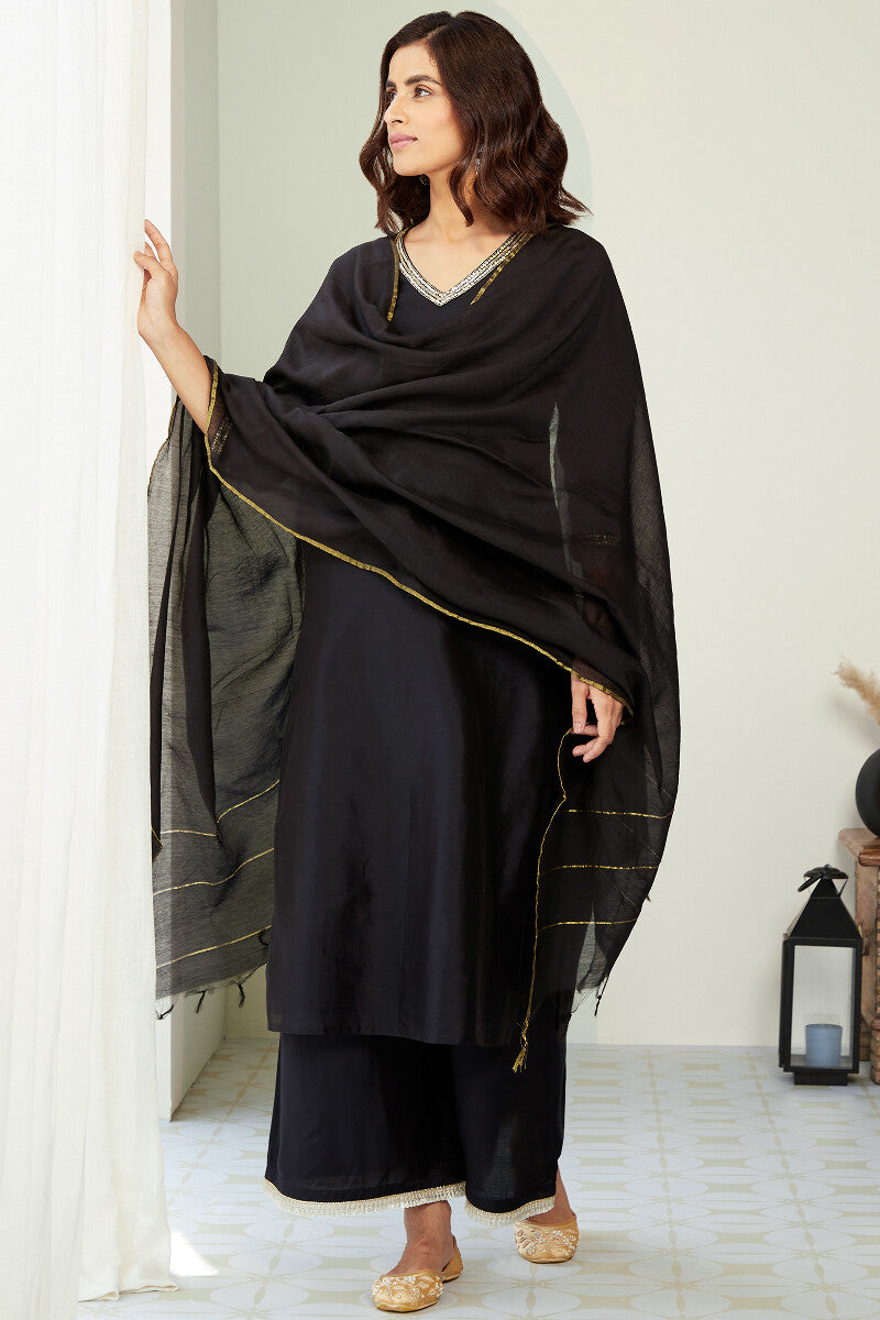 Gauhar Maira Black Chanderi Kurta