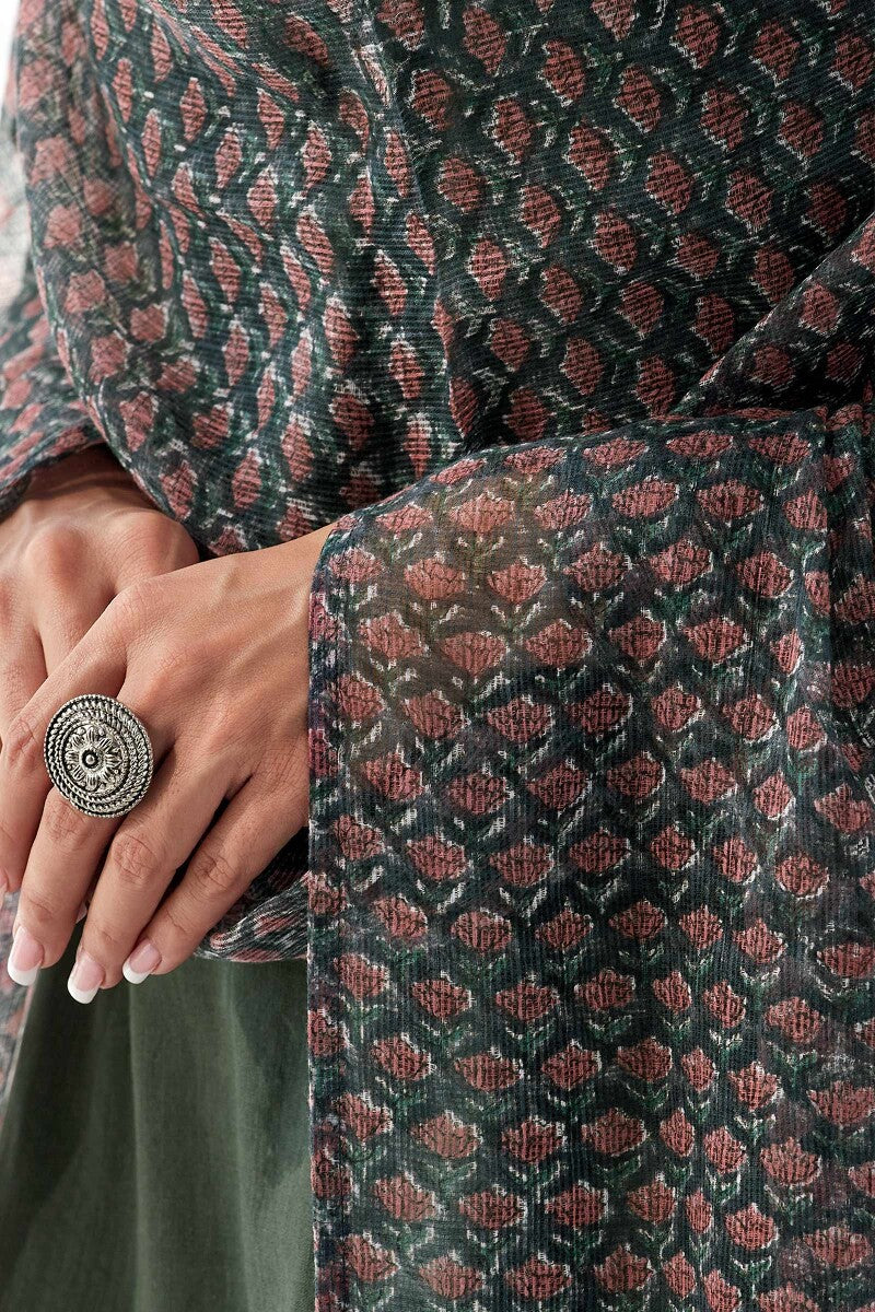 Nasrine Rehmat Green Sanganeri Kota Dupatta