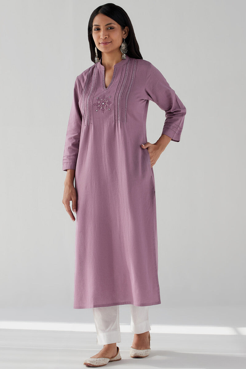 Kashida Nusrat Flax Cotton Kurta