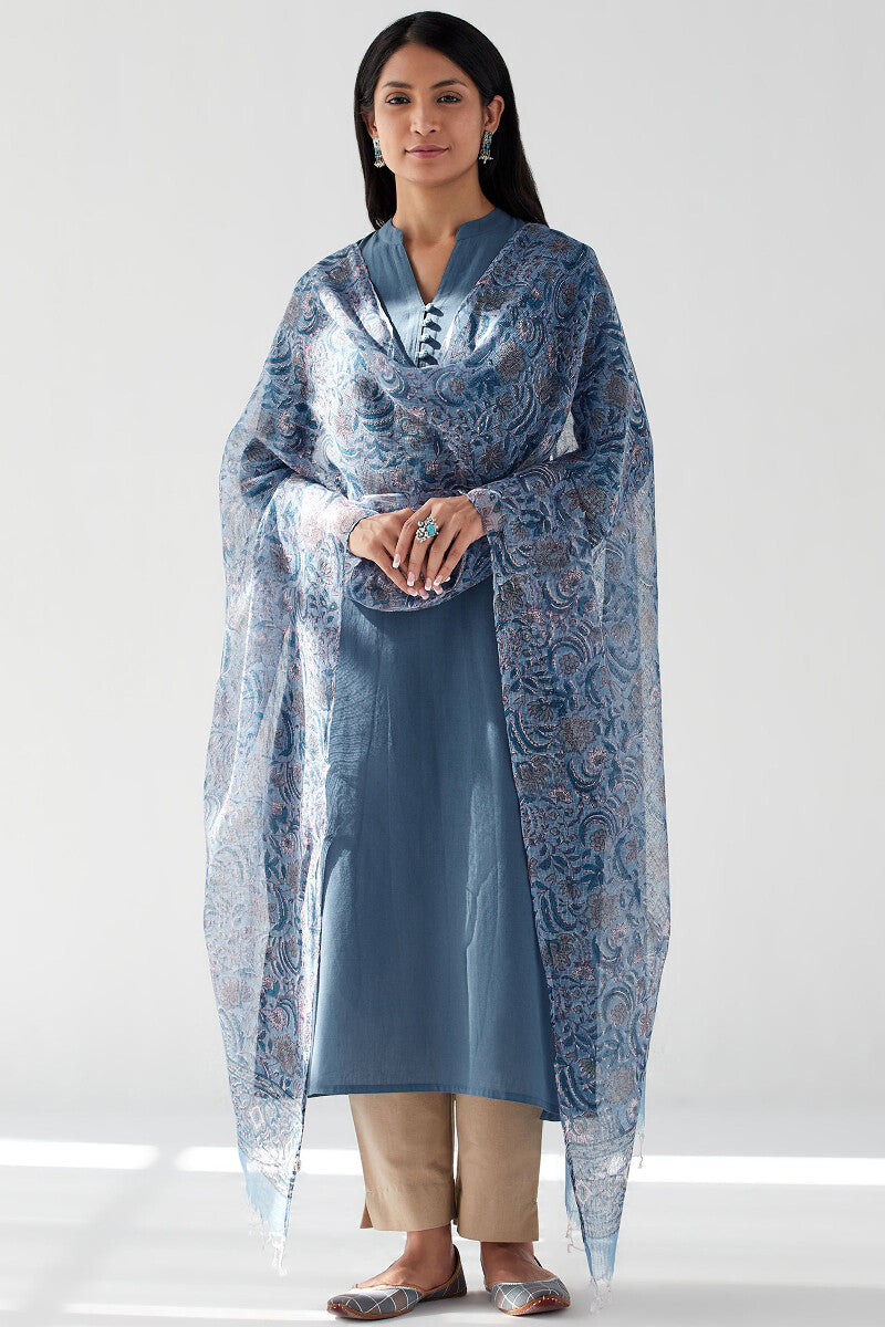 Nasrine Rehmat Denim Blue Handloom Kurta