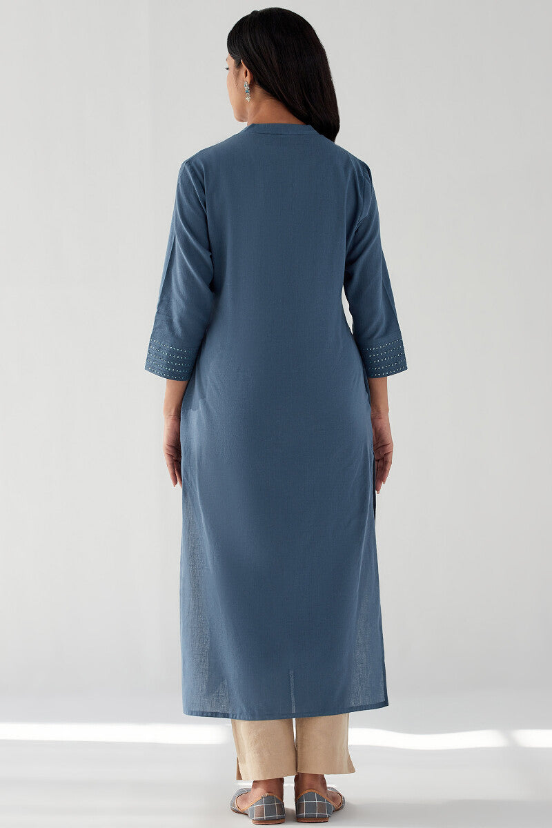 Nasrine Rehmat Denim Blue Handloom Kurta