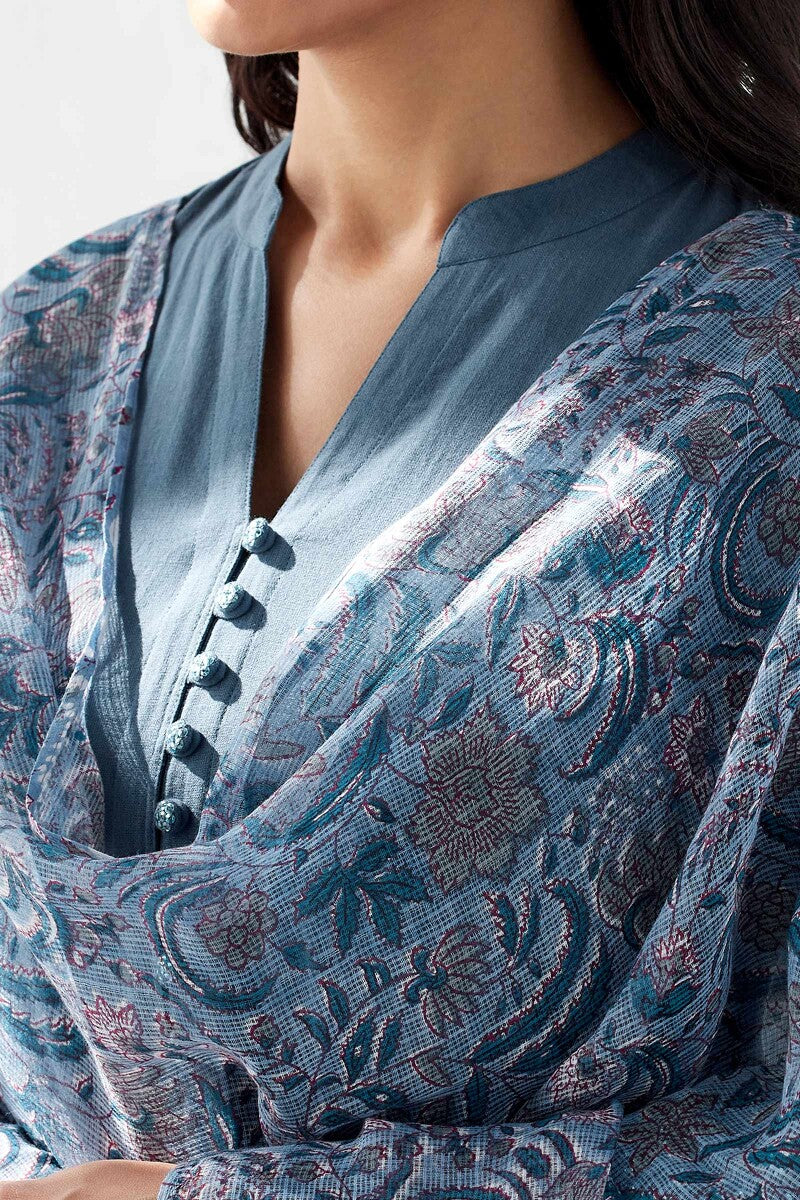 Nasrine Rehmat Denim Blue Sanganeri Dupatta