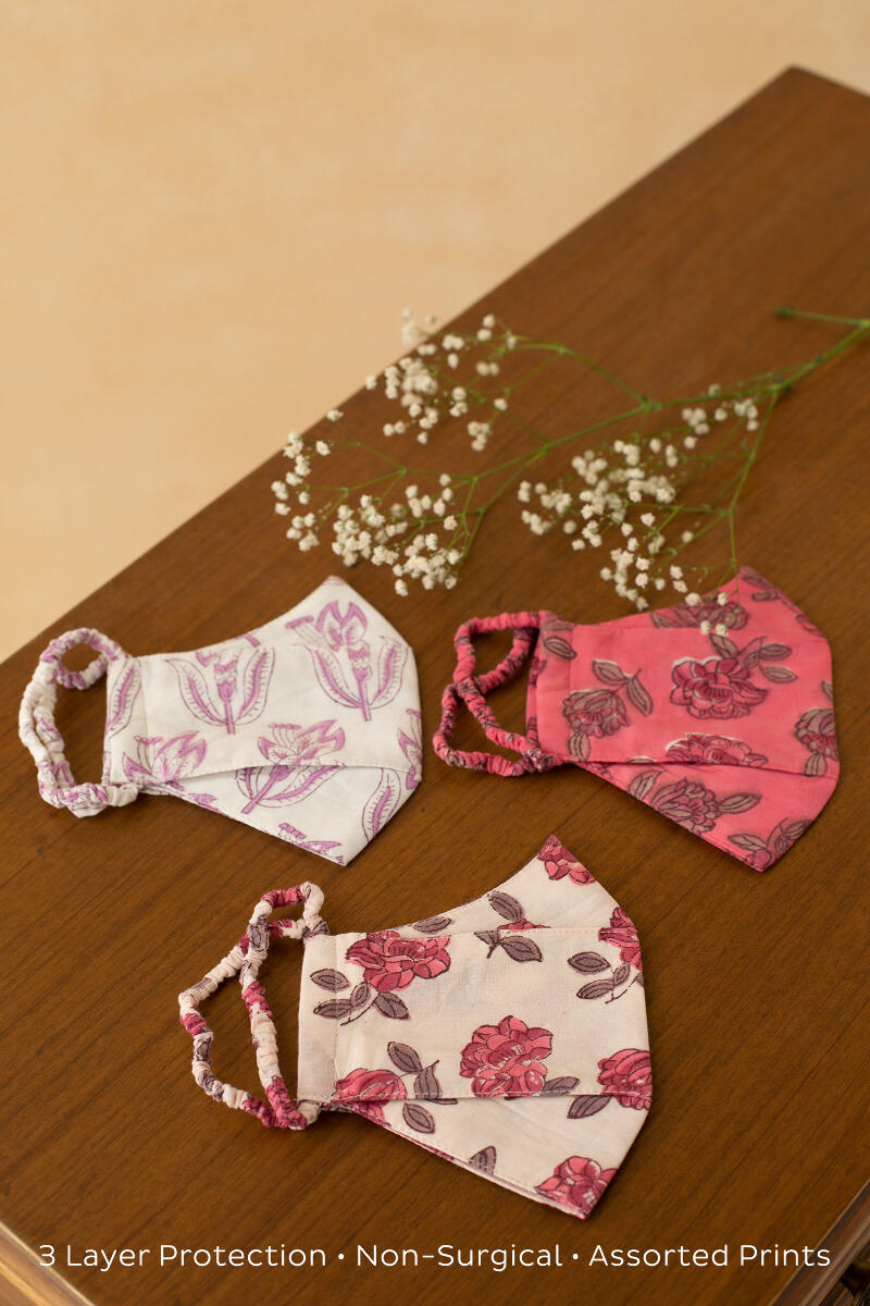 Pack of 3: Block-Printed Face Masks