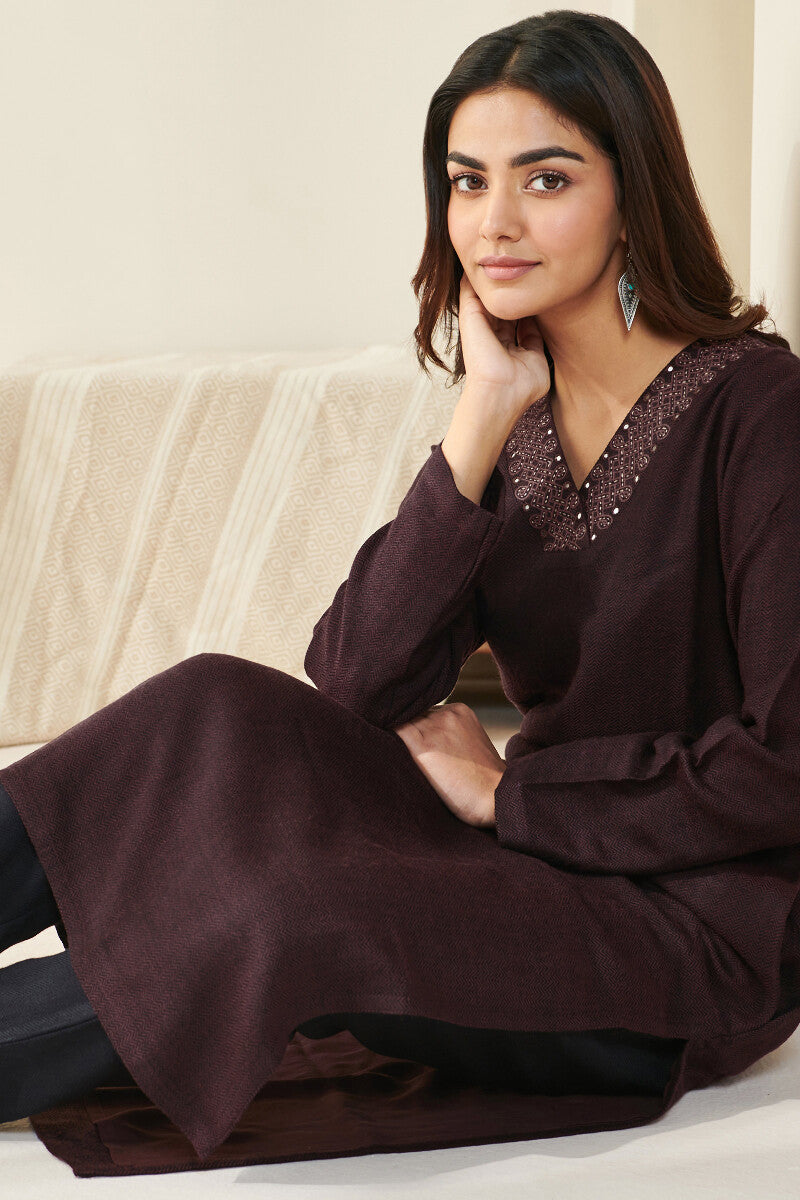 Naadirah Kashaf Faux Wool Handloom Kurta