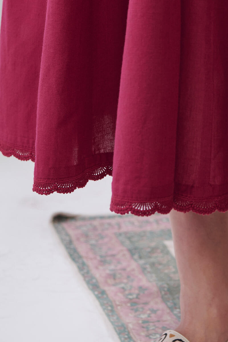 Roza Sabia Maroon Handloom Dress