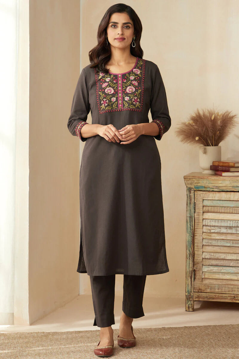 Roza Zoya Brown Kurta