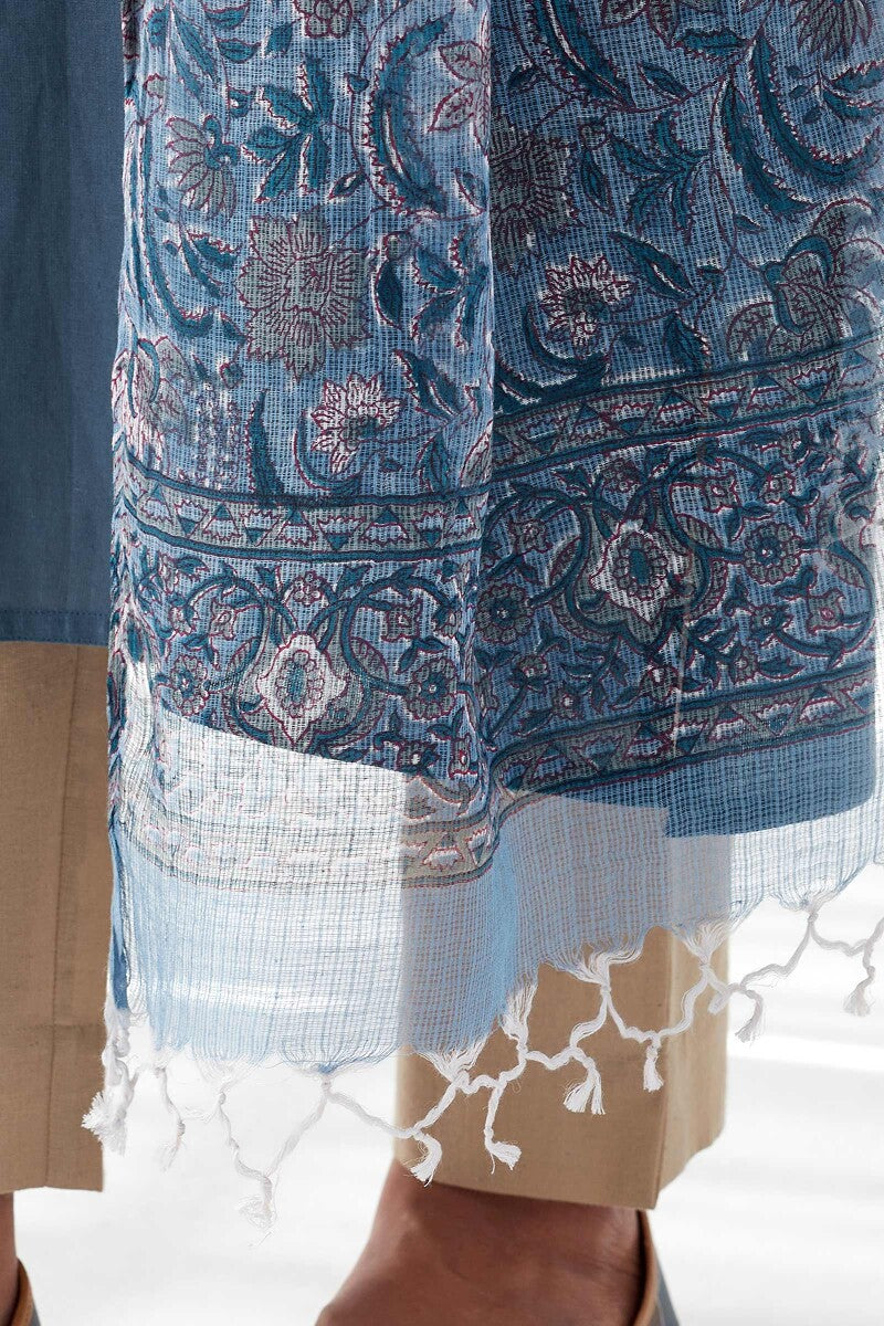 Nasrine Rehmat Denim Blue Sanganeri Dupatta