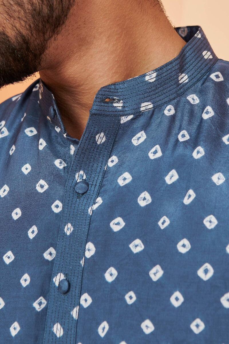 Shirin Zuhaid Blue Bandhej Kurta