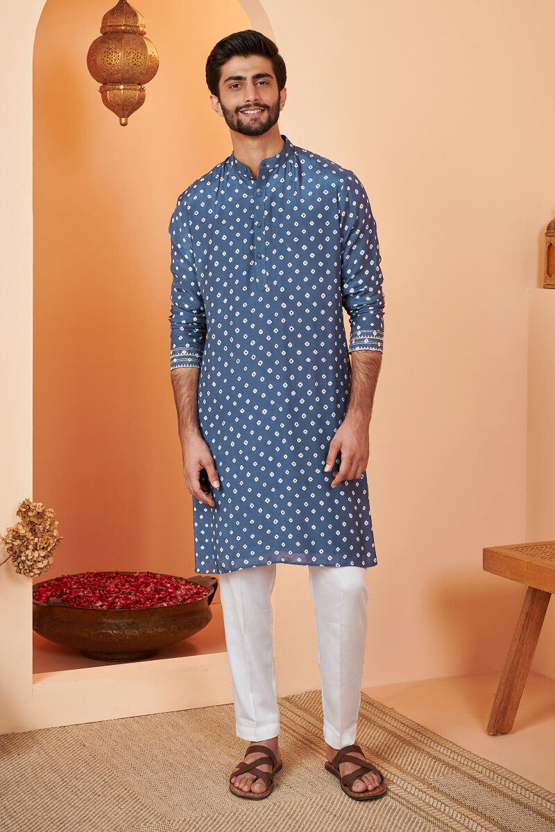 Shirin Zuhaid Blue Bandhej Kurta