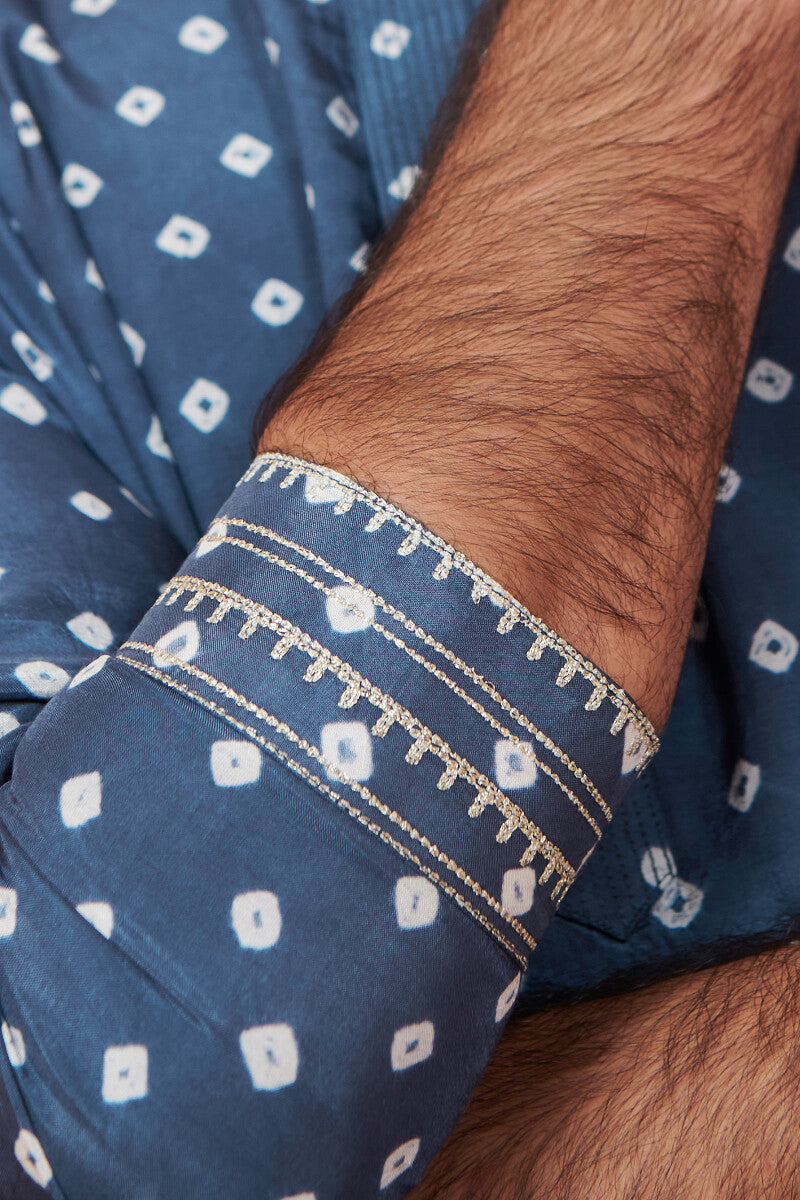 Shirin Zuhaid Blue Bandhej Kurta
