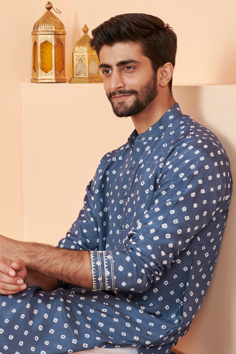 Shirin Zuhaid Blue Bandhej Kurta