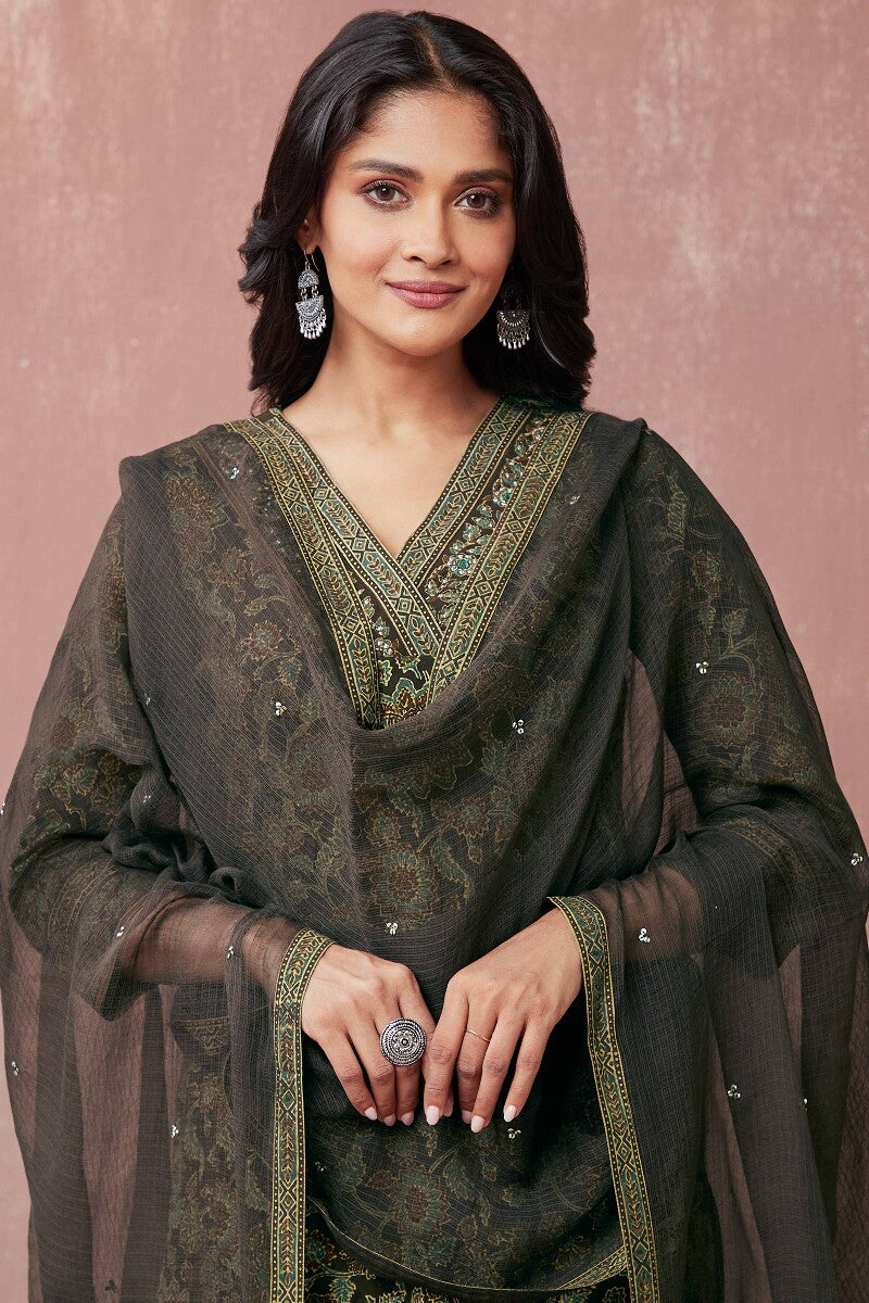 Sehra Samina Brown Kota Dupatta