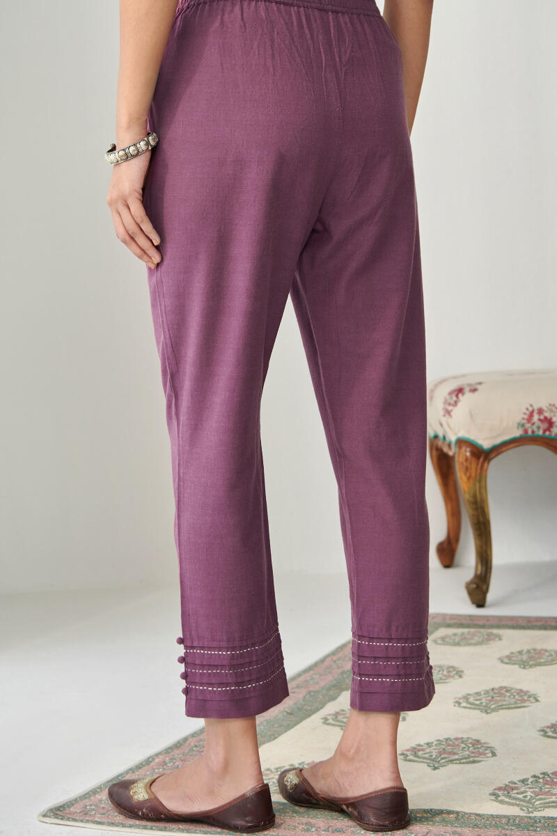 Kashida Purple Handloom Narrow Pants