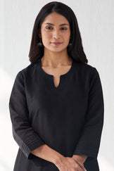 Sehra Zoya Black Cotton Linen Kurta