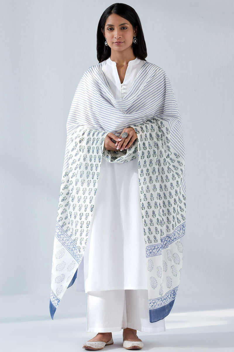 Nasrine Rehmat White Sanganeri Dupatta