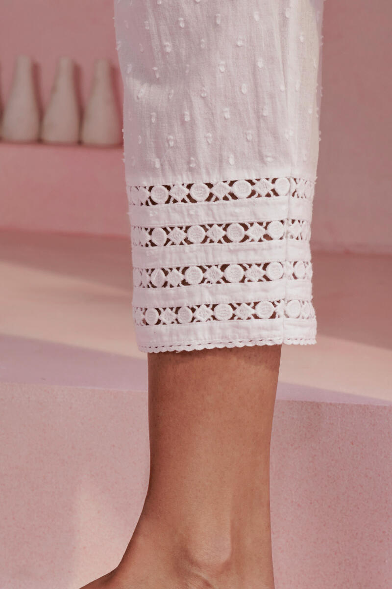 Raahat White Cotton Narrow Pants