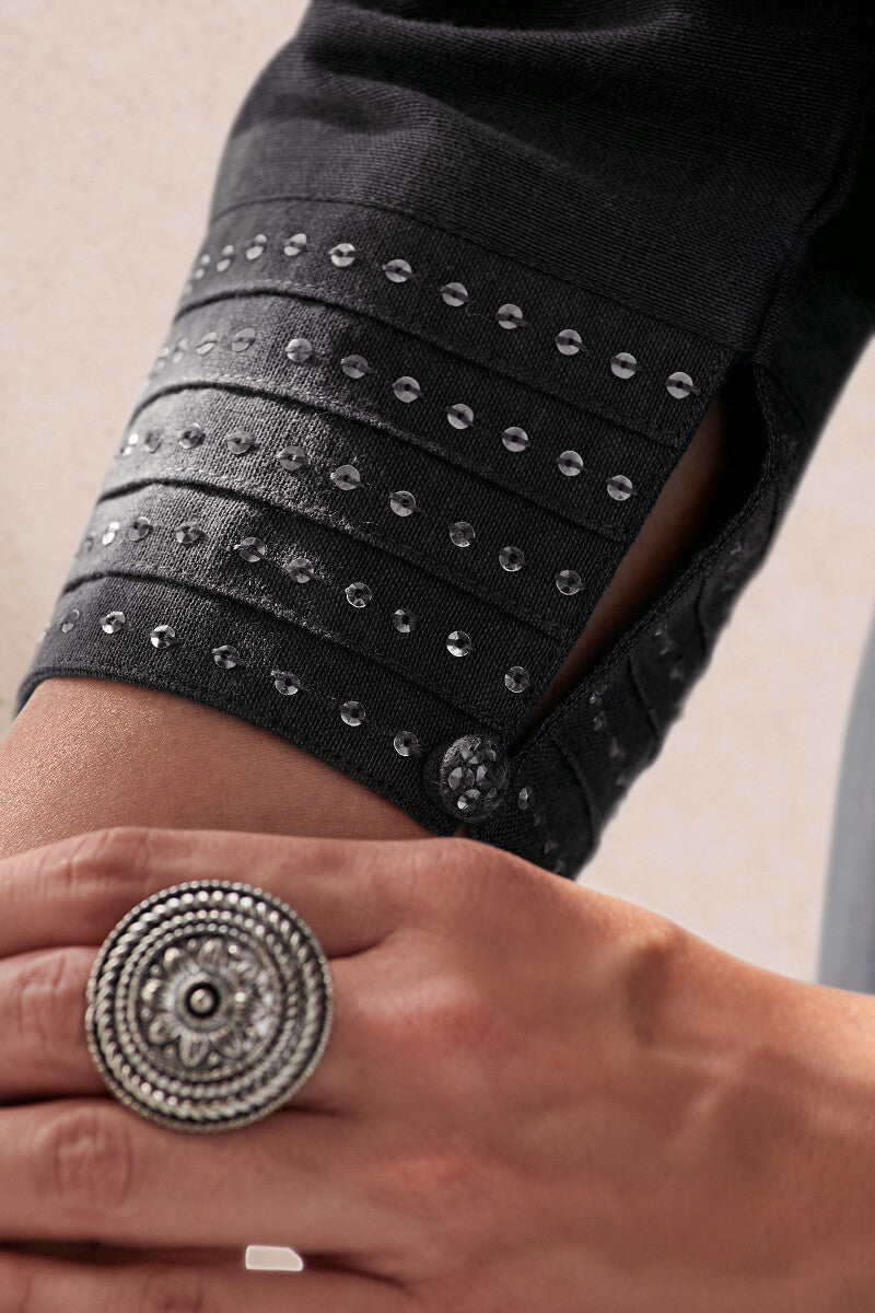 Nasrine Rehmat Black Handloom Kurta